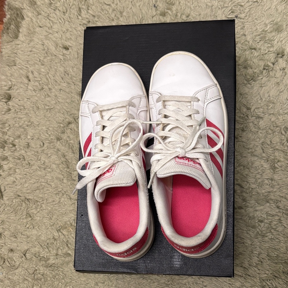 Adidas  Girl White and Pink Sneakers